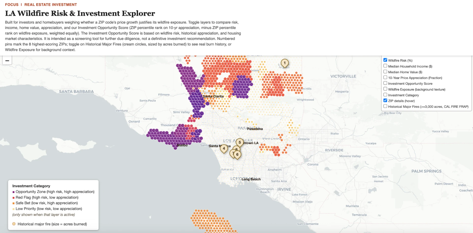 Iteration two: the midterm Investment Explorer using hex-dot texture in a bright editorial palette